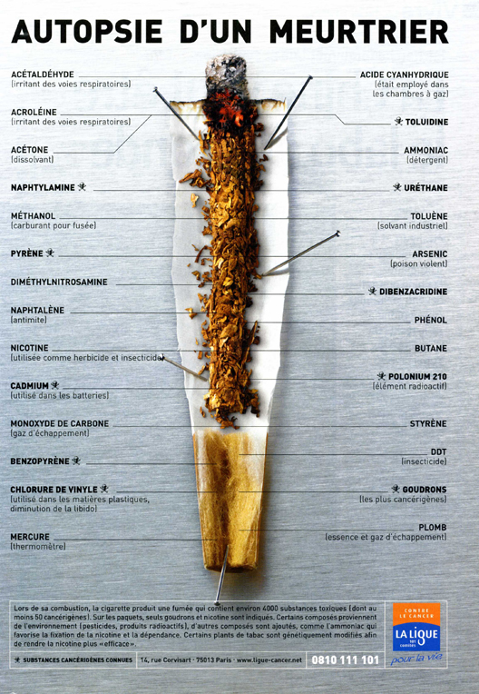contenu cigarette substance nicotine tabac fumee